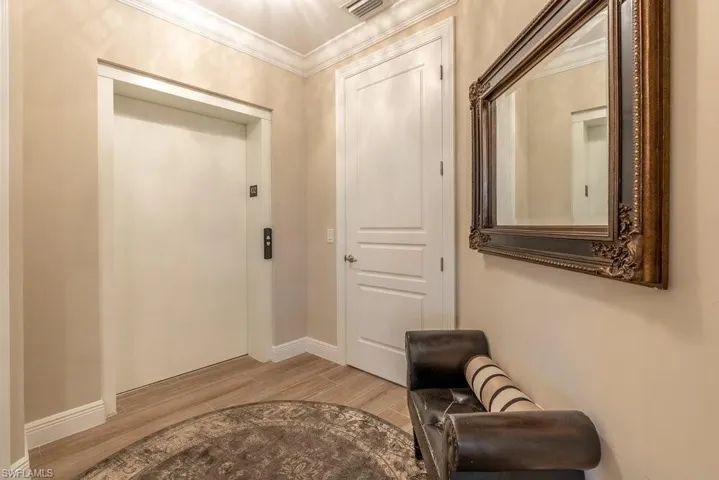 Private elevator entry to foyer