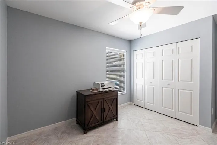 Guest Bedroom with a closet and ceiling fan