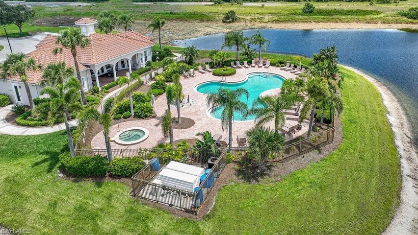 Bird's eye view of community pool area