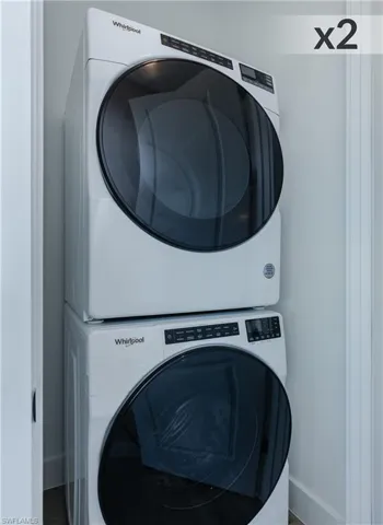 2 separate Stackable front-load washer and dryer on Level 3 and level 4