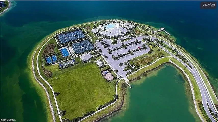 Aerial perspective highlighting the beautiful lakefront and recreational spaces.