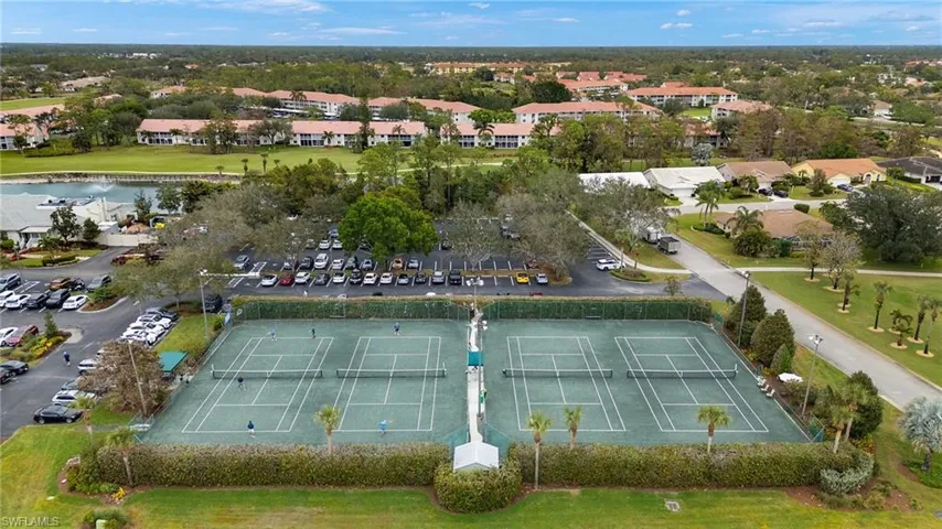 Bird's eye view of tennis courts
