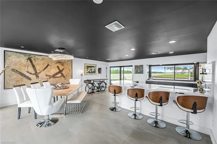 View of tiled dining space