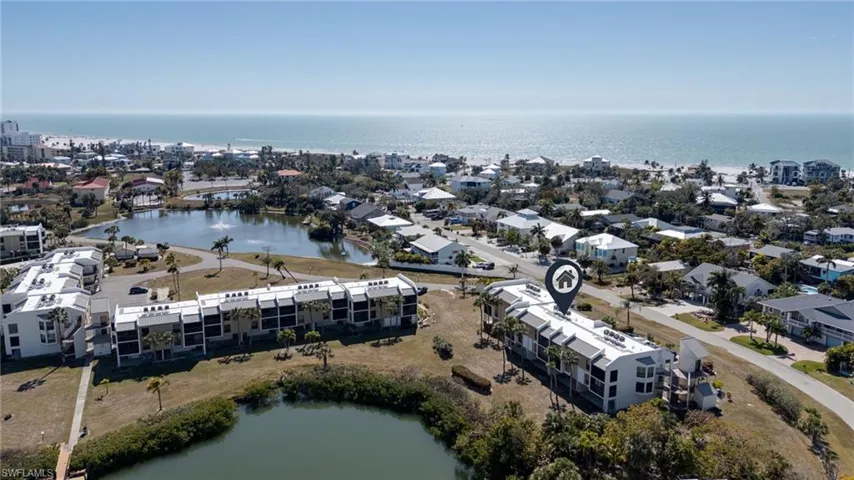 Aerial view of a large body of water