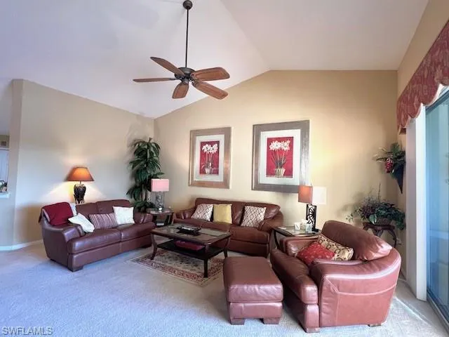 Living room with vaulted ceiling