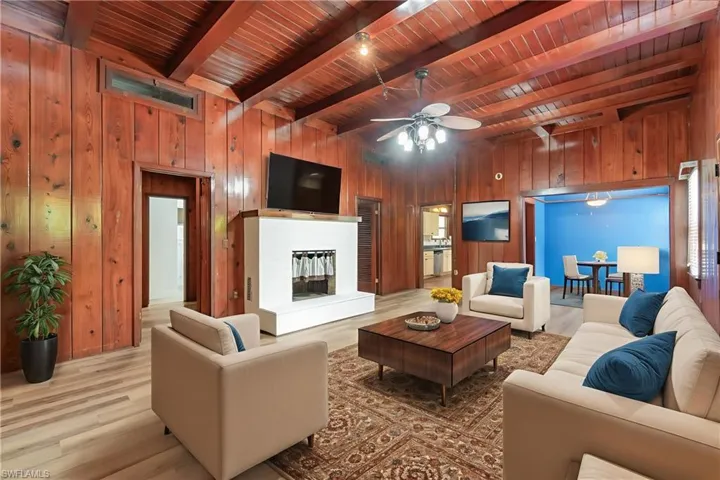 Virtually Staged - Living room with Fireplace