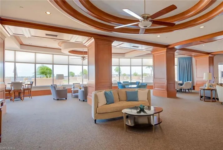 Building lobby featuring recessed lighting and ornamental molding