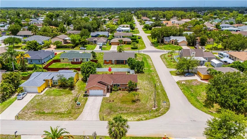 Aerial view of residential area