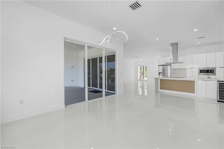 View of the living room and kitchen