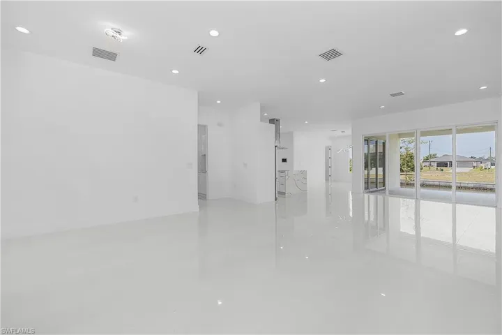 Living room with recessed lights