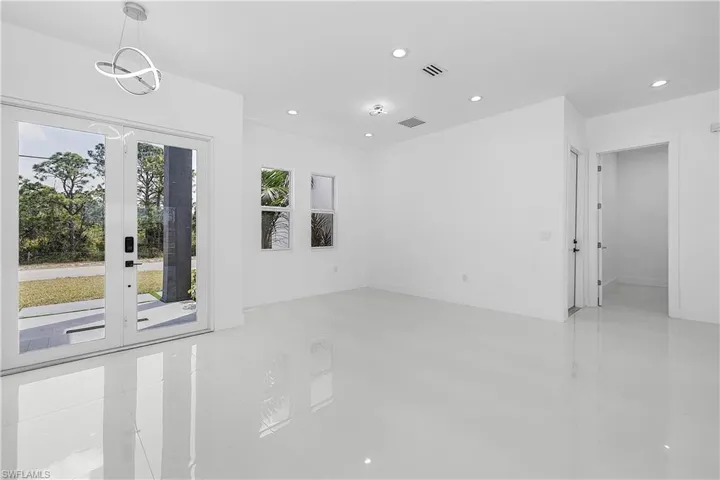 Dining area with recessed lighting