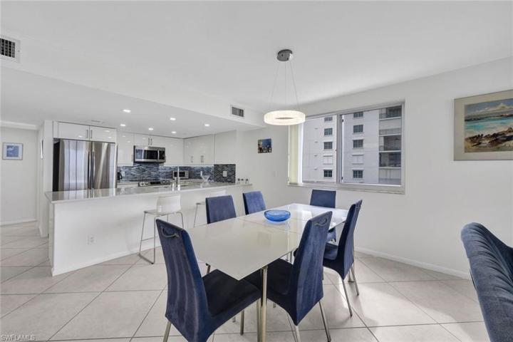 Dining area and remodeled kitchen