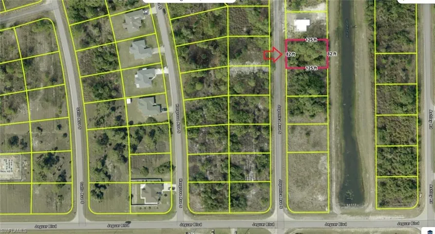 Aerial view of property's location with property boundaries highlighted