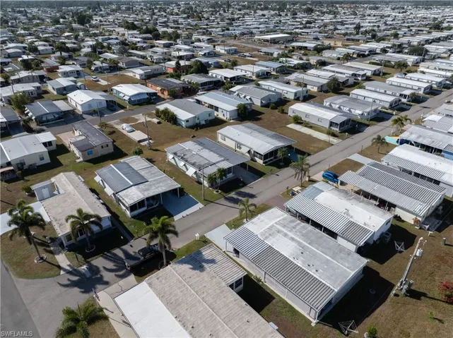 Aerial perspective of suburban area