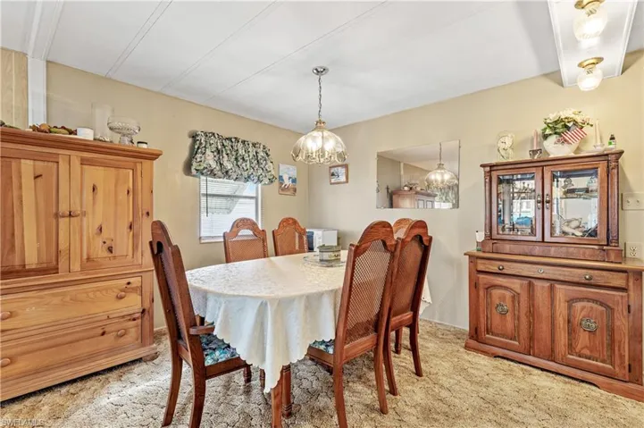 Dining space featuring a chandelier