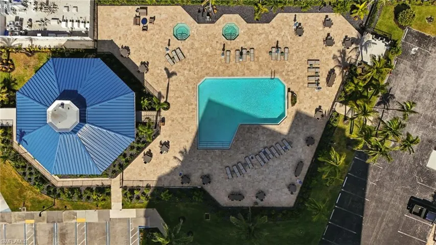 Bird's eye view of Clubhouse and  pool area - Virtually Edited Image
