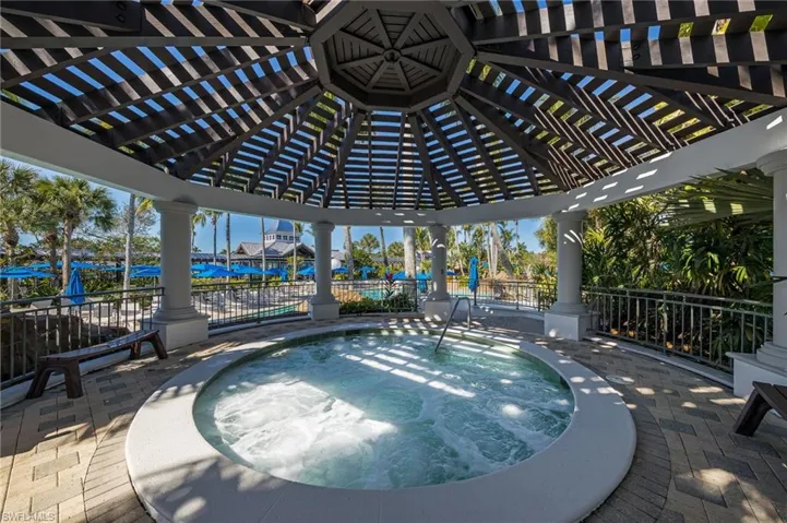 Club has whirlpool spa isheltered by a gazebo