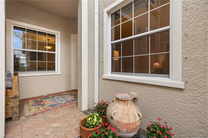 Covered entry for Front Door at end of garden path