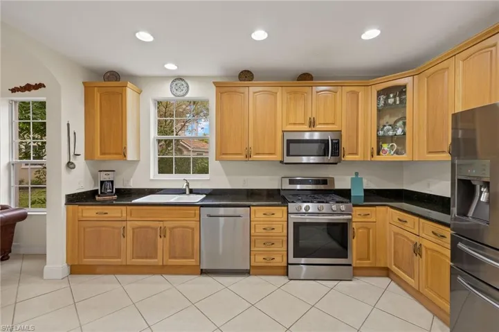 Many linear feet of prep space, tall cabinets