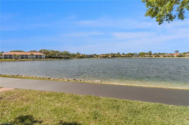 Lake with walking path