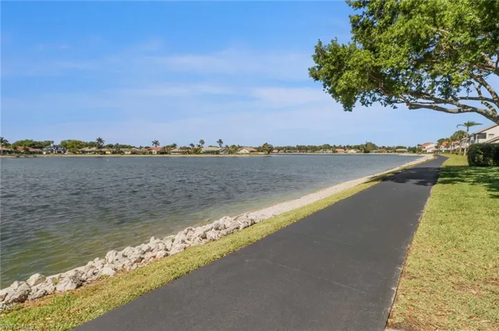 Lake with walking path