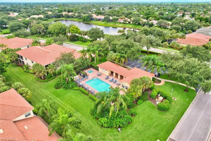 Bird's eye view of 1/2 community pools