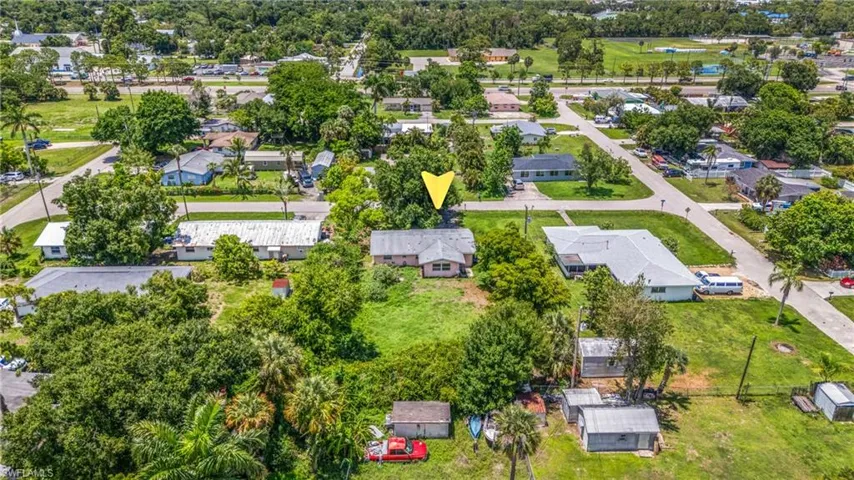 Aerial perspective of suburban area