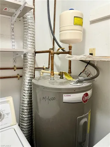 Utilities with water heater and washer / clothes dryer