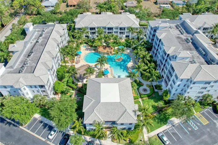 Drone / aerial view of a pool