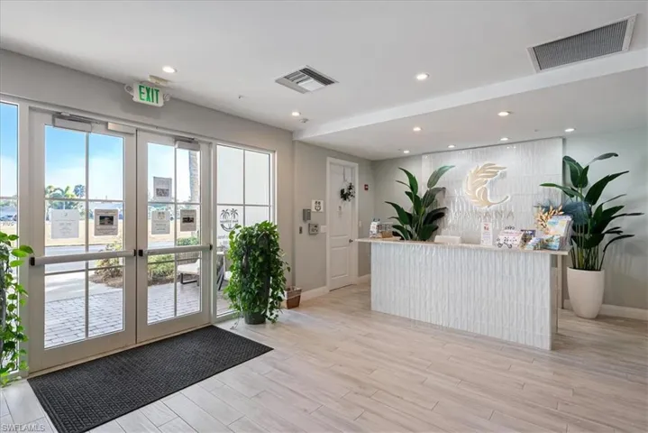 Reception area featuring recessed lighting