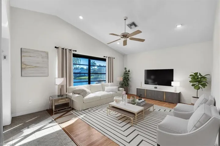 Staged Family Room with long lake views!
