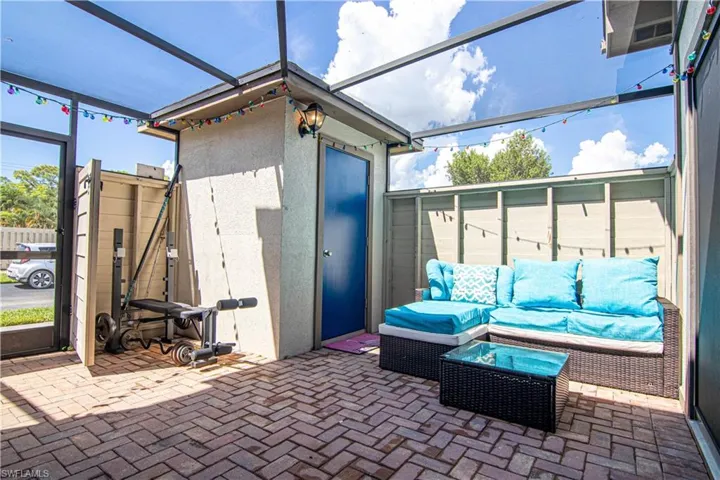 Features pavers, privacy fence and a storage closet!