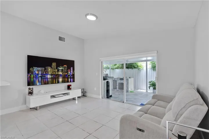 View of tiled living room