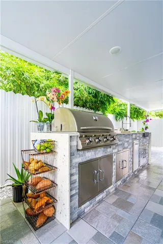 View of patio / terrace with an outdoor kitchen