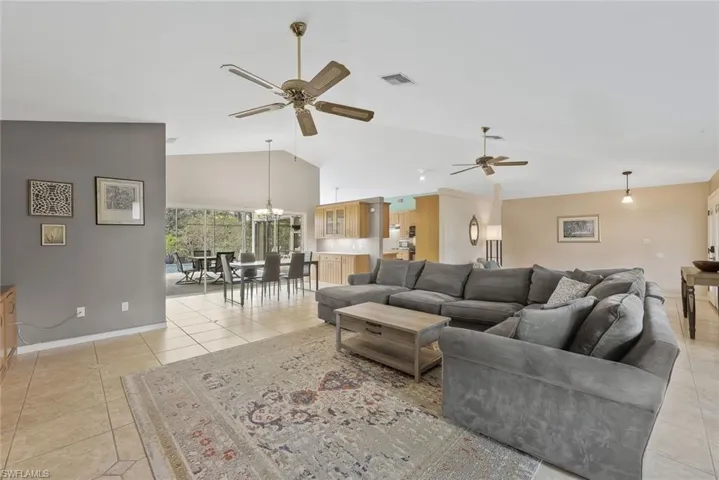 Living room and dining room are open to one another.