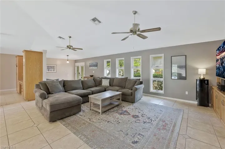 Spacious living room is the perfect spot to relax after a day walking enjoying downtown Bonita.