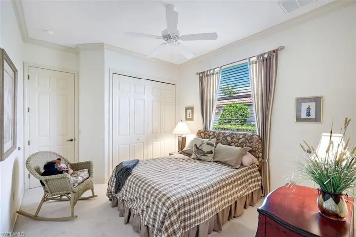 Guest Bedroom 11x12 with Dual Entry, Carpet- Shown with Queen Bed- 2 Closets