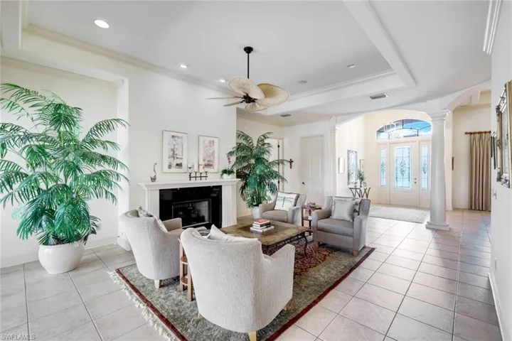 Front Gathering Area, Gas Fireplace, Tray Ceiling,