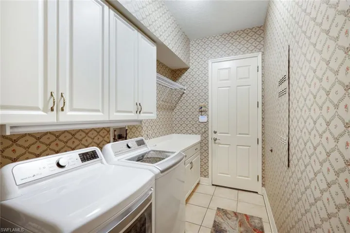 Inside Laundry Room with Storage- Door in View Leads to Garage Access