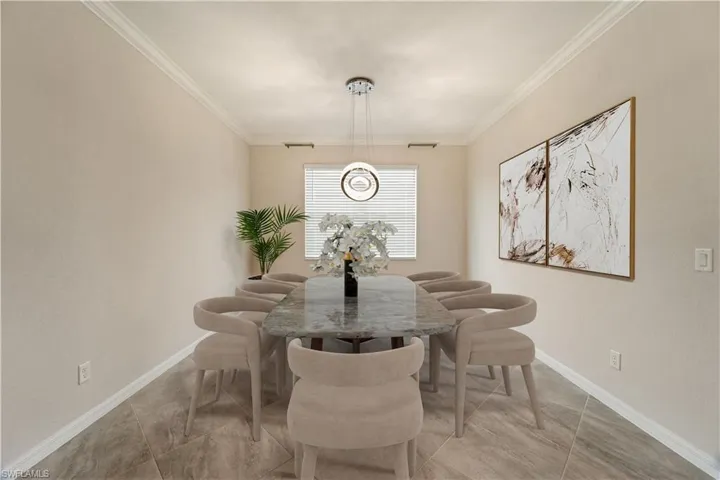 Virtually Staged Dining Room with room to seat 8+ guests