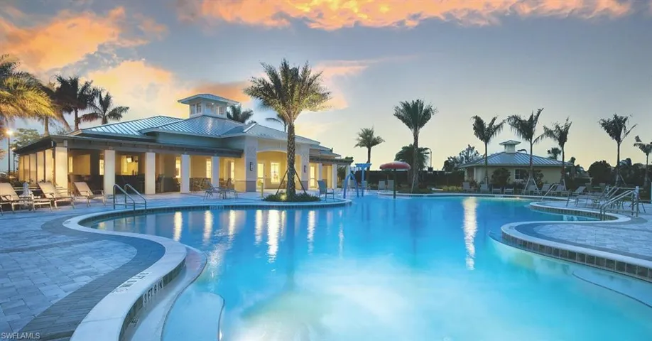 Community pool at dusk