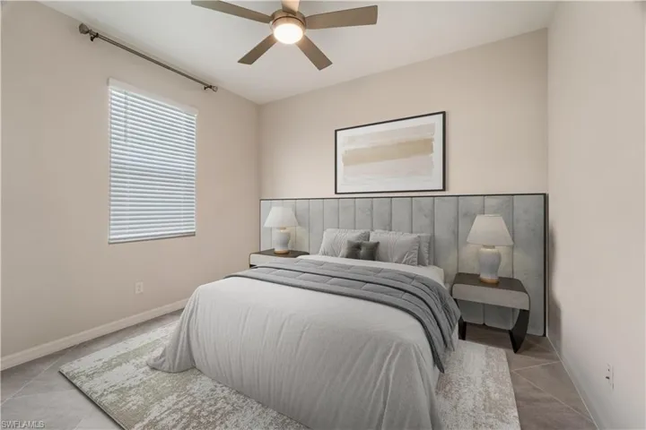 Virtually staged bedroom 3. Large closet & Ceiling fan.