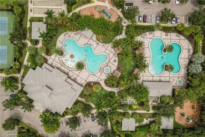Ariel of adult and family pool