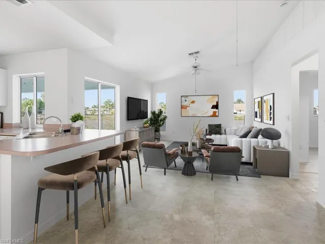 Virtually staged family room