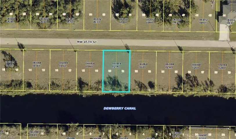 Aerial overview of property's location with property boundaries highlighted