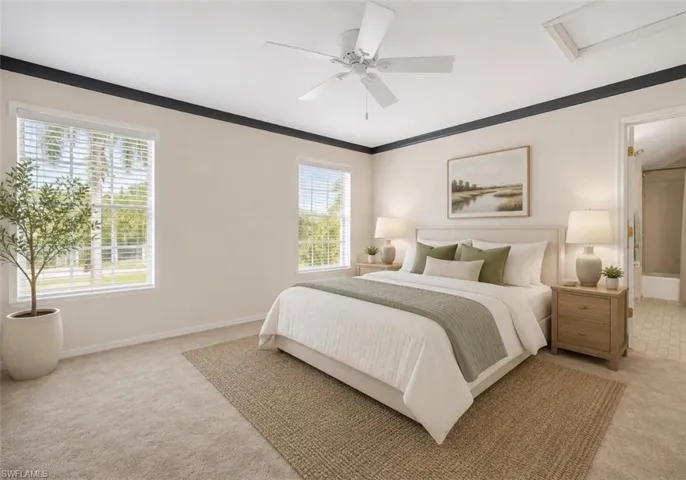 Staged photo of guest bedroom