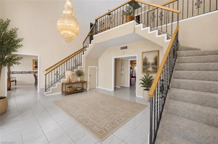 Entryway staged with furniture