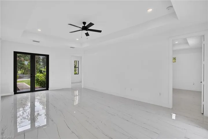 Living room facing front entrance door