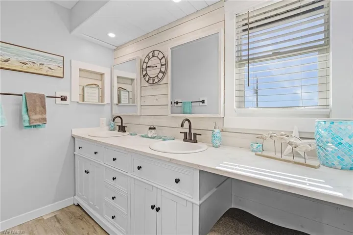 The master bath has dual sinks.