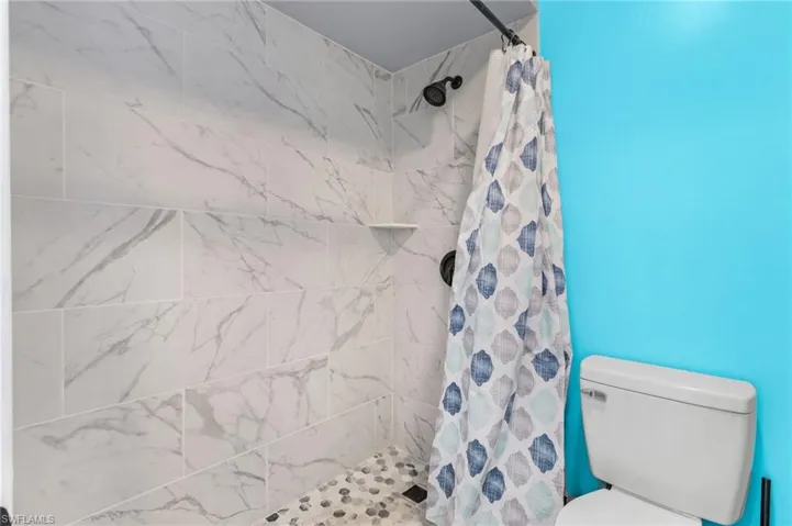 The master bath has a shower.